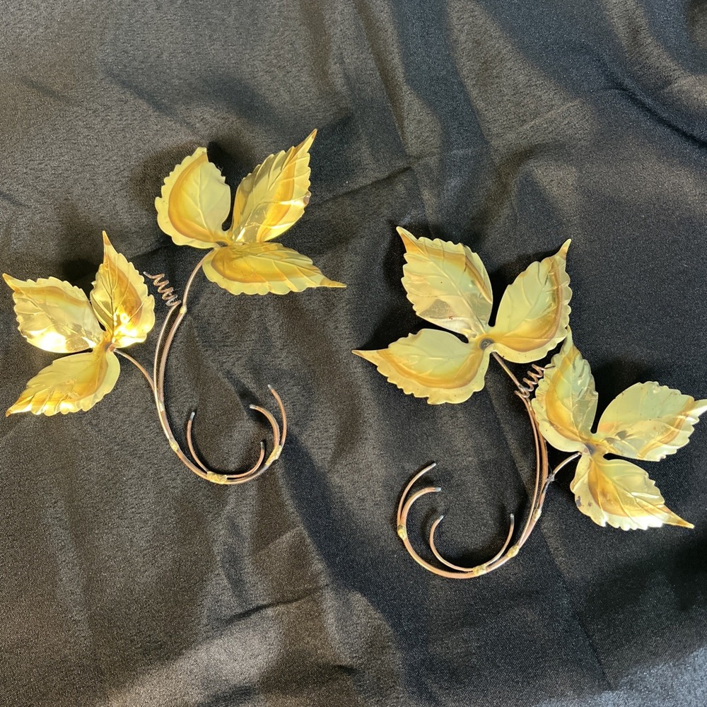 VTG Homco‎ Home Interiors Gold Tone Copper Metal Leaves Wall Sculpture Decor 9x8